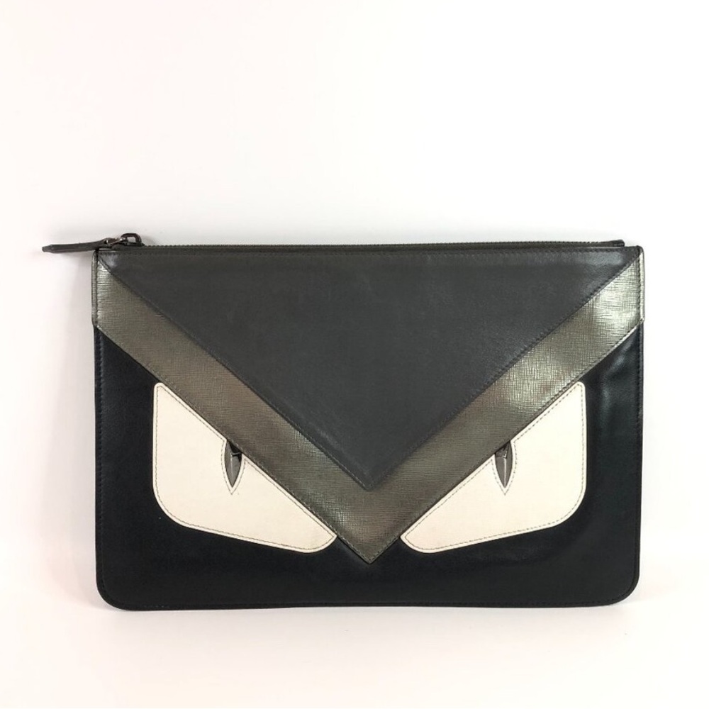 Fendi Graphite Century Elite Monster Eyes Pouch